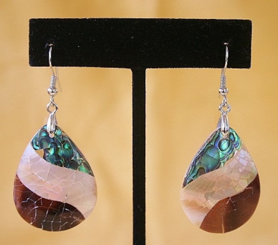 Canyon Stream - Ocean Abalone Earring on Sterling Silver Ear Hooks