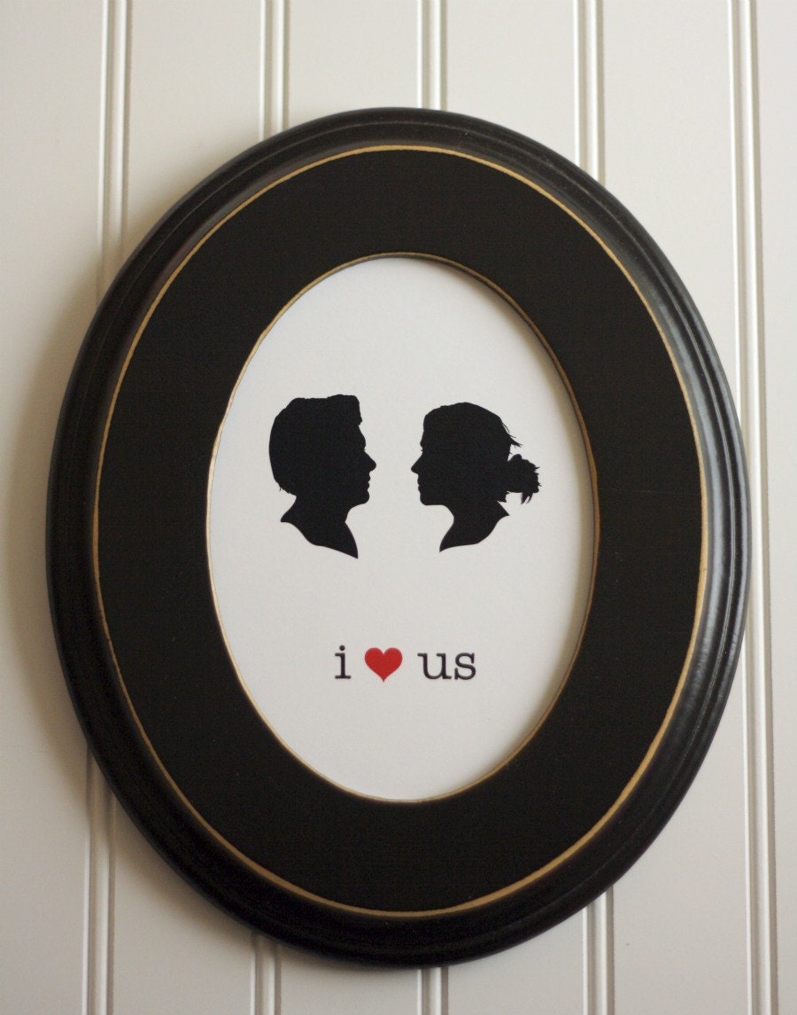 Custom Couple Silhouette 5x7 Print made from YOUR PHOTO by Simply Silhouettes