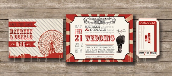 Wedding Invitation, Carnival & Ticket