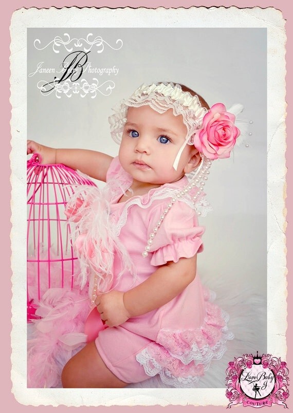 A Moment In Time Lace & Cotton Ruffle Bum Onesie-vintage, onesie, lace, ruffle