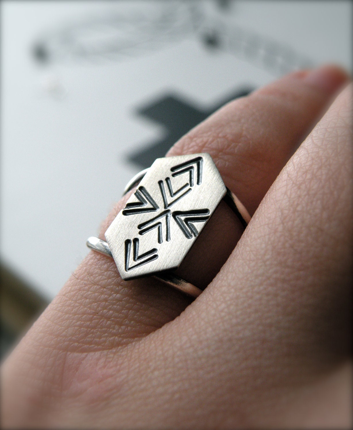Ikat sterling cilver ring by Melanie Favreau on Etsy