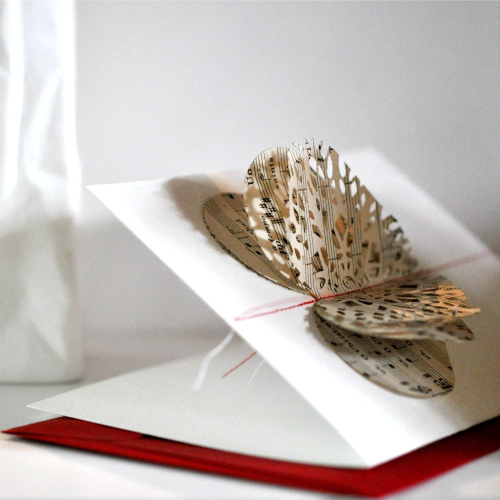 Layered Lace Heart Gift Card Music