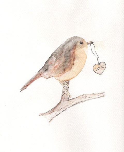 Carrier of Love  8x10 Watercolor Print /Bird Art