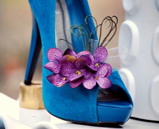 Shoe Clips Plum Aubergine Hydrangeas Bridesmaid Bride More lavender 