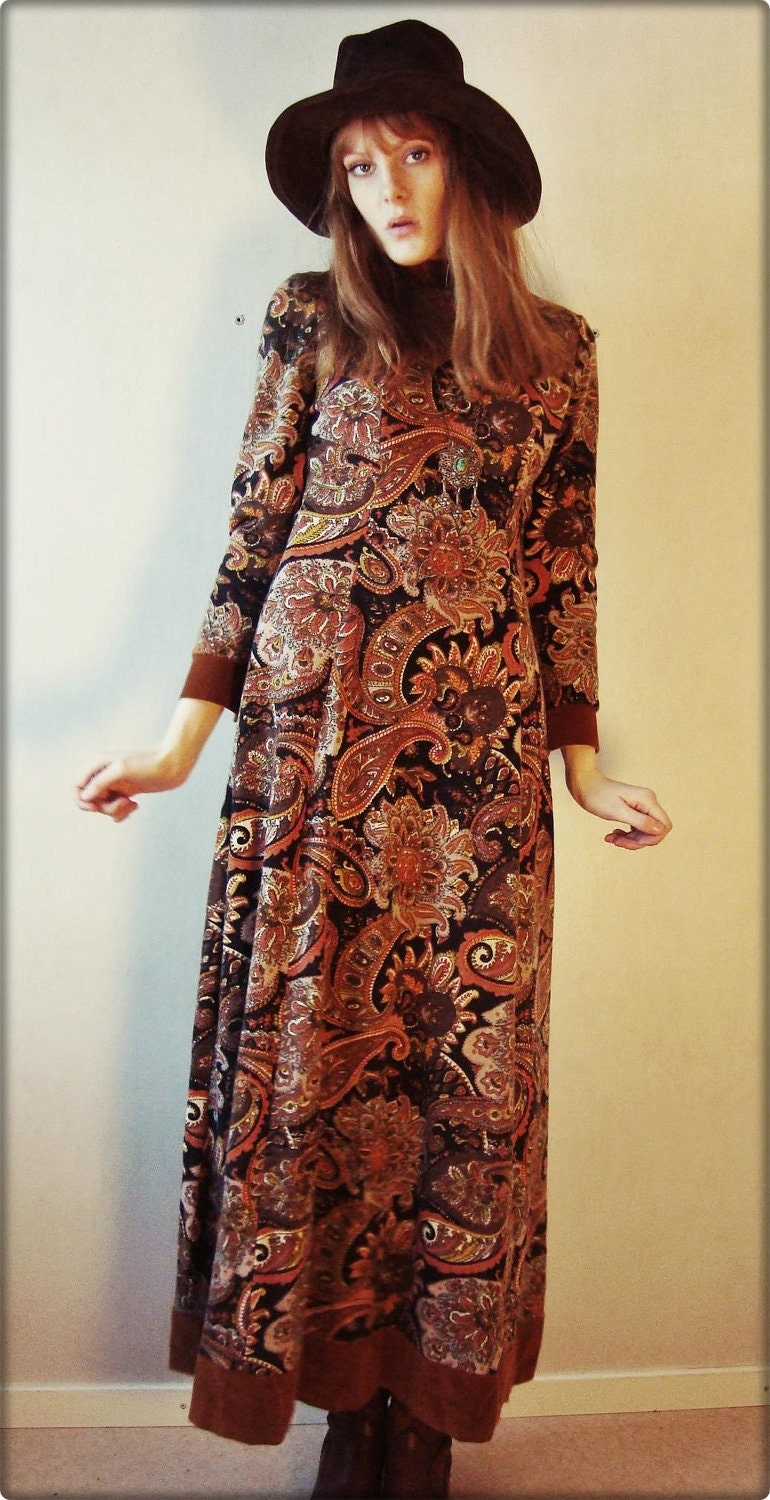 70s Psychedelic LSD Groovy Paisley Maxi Dress