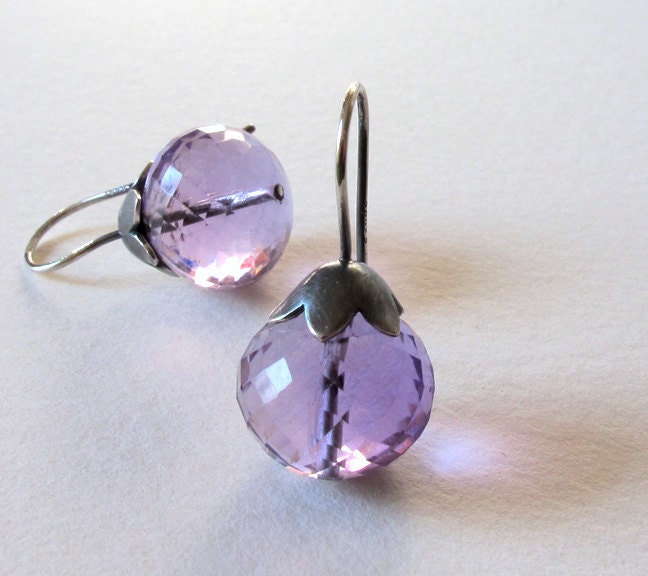 Amethyst Morning Glory Pod Earrings Sterling Silver