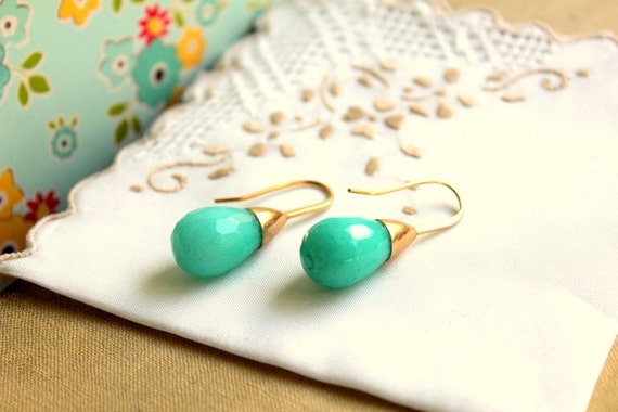 Jade earrings - real jade gemstone with goldfield earrings