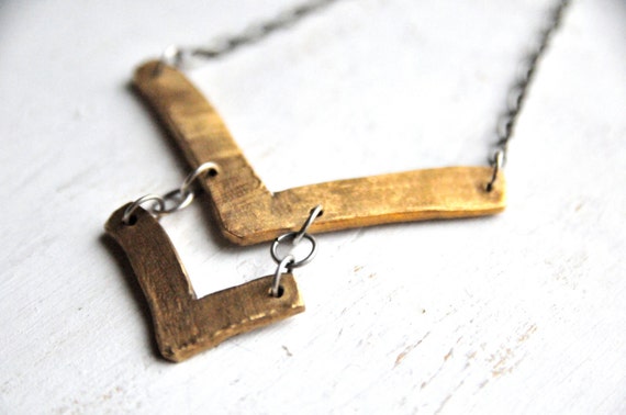 Bronze Double Chevron Bib Necklace
