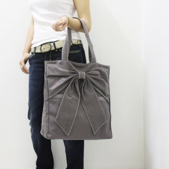 QT Canvas Tote in GRAY - Double Straps Shoulder Bag