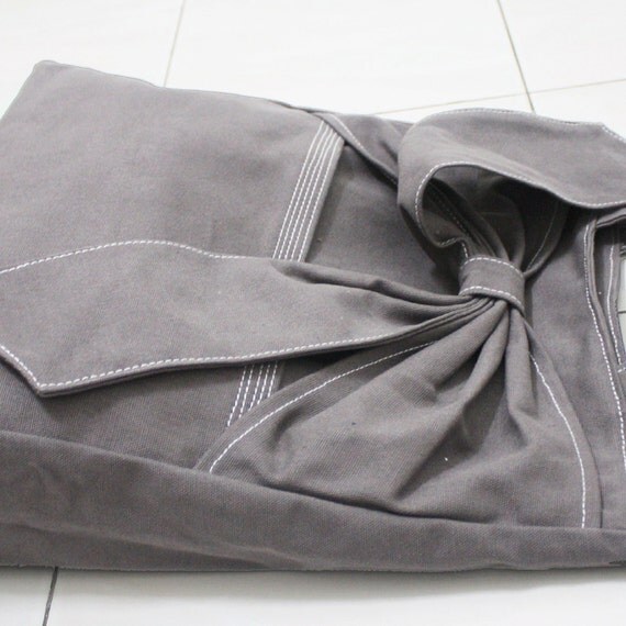 QT Canvas Tote in GRAY - Double Straps Shoulder Bag