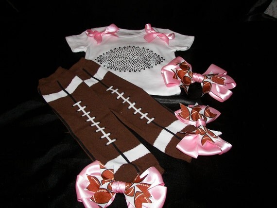 Pink BLING Football Onesie/Shirt and Leg Warmers Set--Perfect for Superbowl