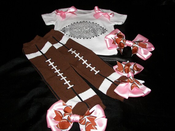 Pink BLING Football Onesie/Shirt and Leg Warmers Set--Perfect for Superbowl