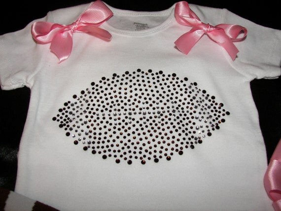 Pink BLING Football Onesie/Shirt and Leg Warmers Set--Perfect for Superbowl