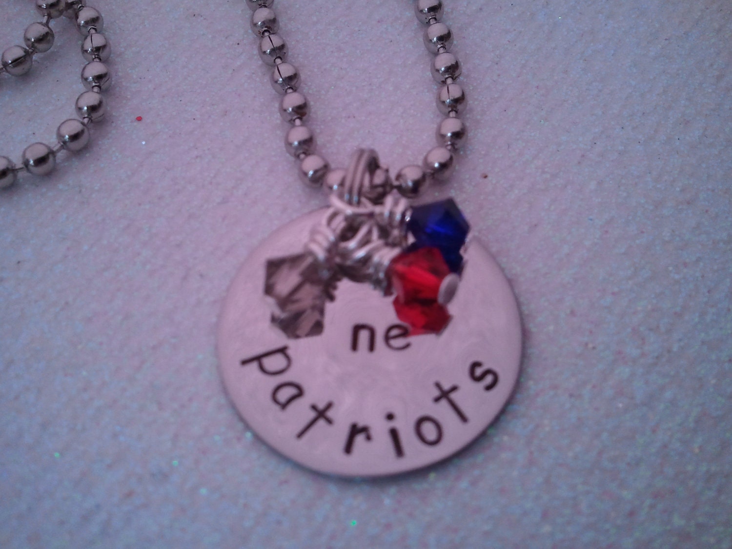 Beautiful Hand Stamped Superbowl 2012 Necklaces Can be Personalized With any Team Name and Color Great for Super bowl Party XLVI NFL