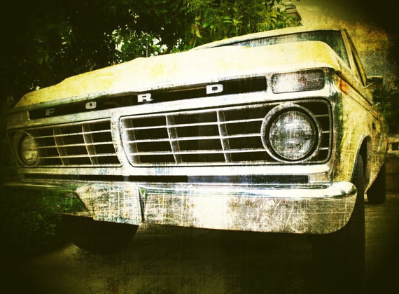 Yellow Vintage Ford F250 Pickup Truck Fine Art Photography Matte 8x12 