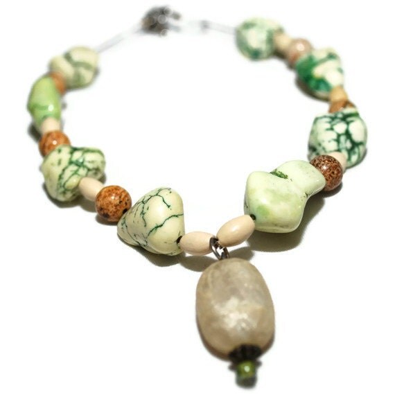 Chunky Green Upcycled OOAK clearance Choker -ETSY TREASURY