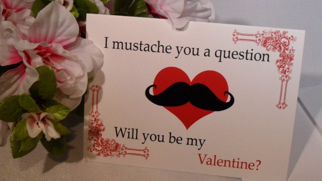 Valentine Card - Mustache a Question Valentine's Card - Anniversary Card