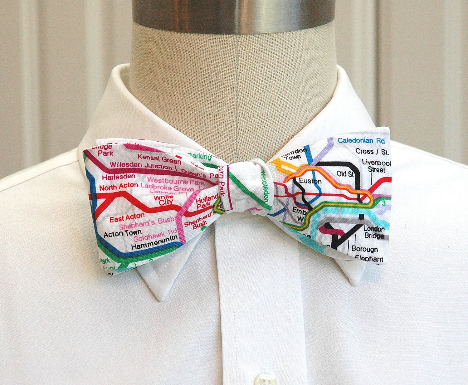 Men's bow tie London Underground map