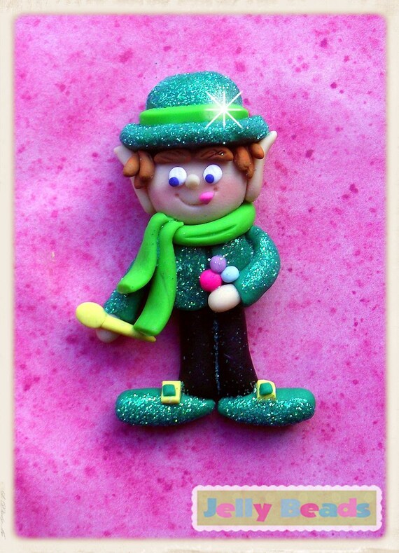 Lucky Leprechaun polymer clay bead/charm/bow center