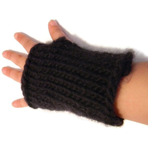 Childrens Fingerless Gloves Mittens Navy Blue 2 to 6 years
