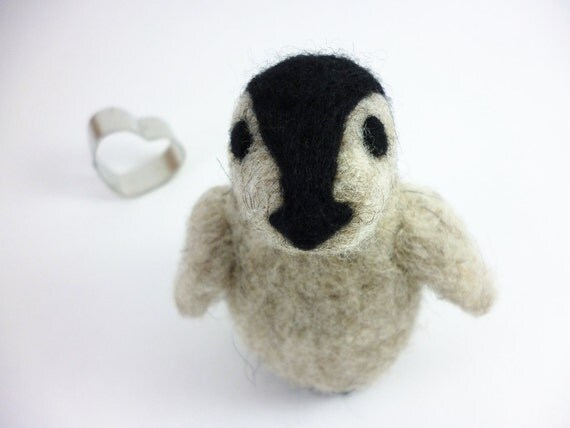 Needle Felt Animal Baby Penguin Cute Eco Friendly Wool Art Sculpture