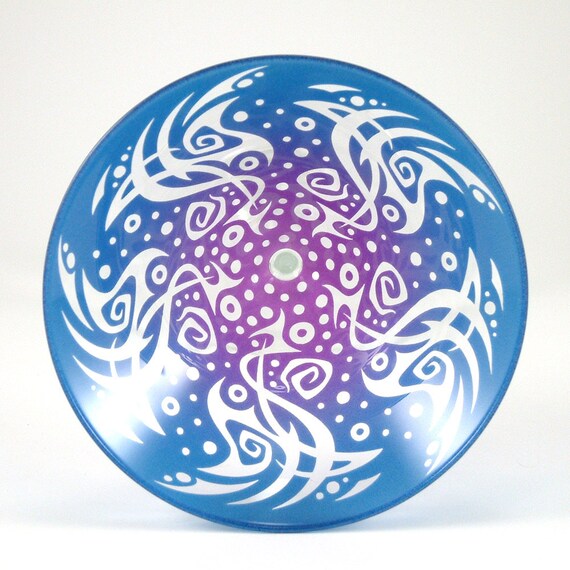 Painted and Etched Martini Glass - Neptune design - Custom Painted Glassware