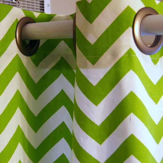 Shower  Curtain Standard Size Premier Prints Chartreuse Green and White Chevron Zig Zag 72x72