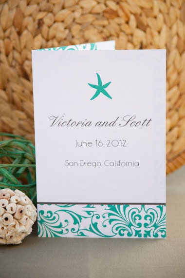 Wedding Programs Two Styles Folded and Flat Starfish Collection