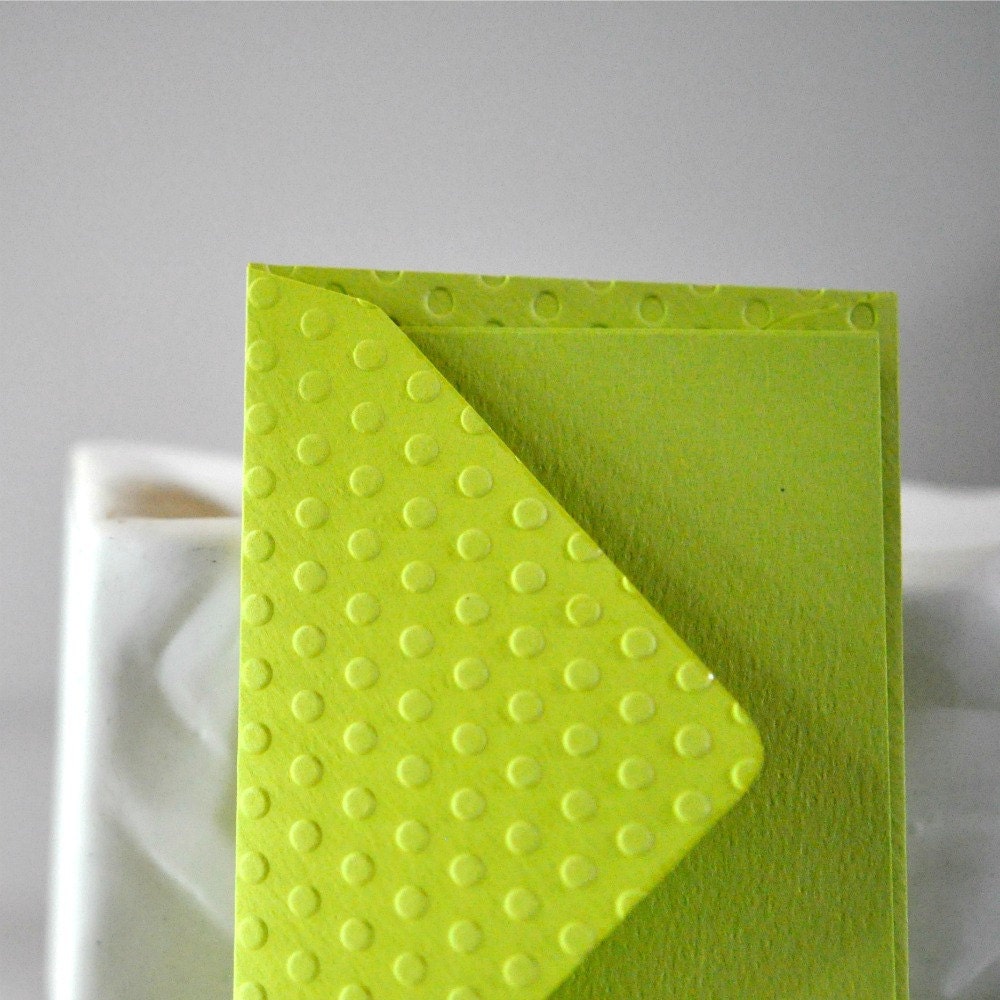 Note Set x 5 Lime Embossed Dots