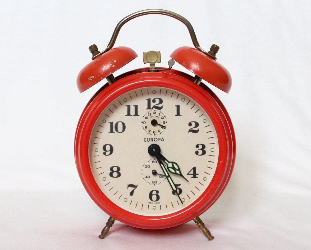 Vintage Retro Orange Alarm Clock - Europa - Made In Germany