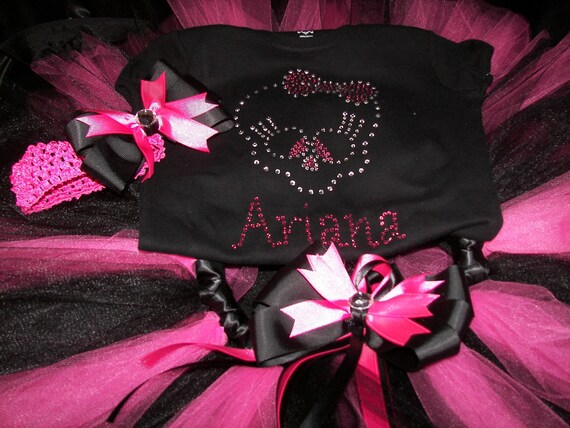Hot Pink and Black Monster High Inspired Bling Tutu Set--Sparkle and Bling