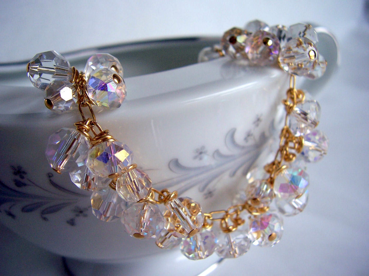 Clear crystal and gold bracelet