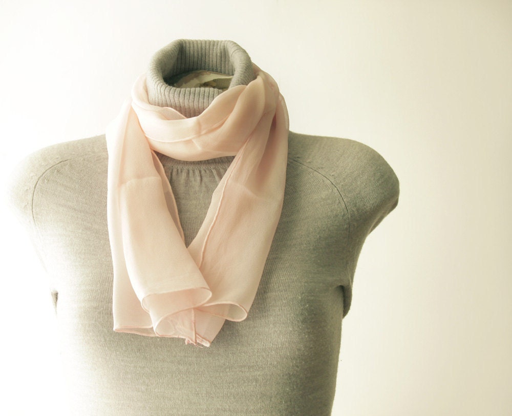 Vintage Long Silk Scarf for Women by Echo - Salmon Pink - 36