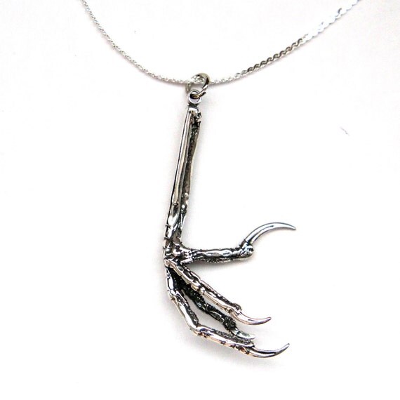 Bird Foot Pendant Necklace in Solid Sterling Silver
