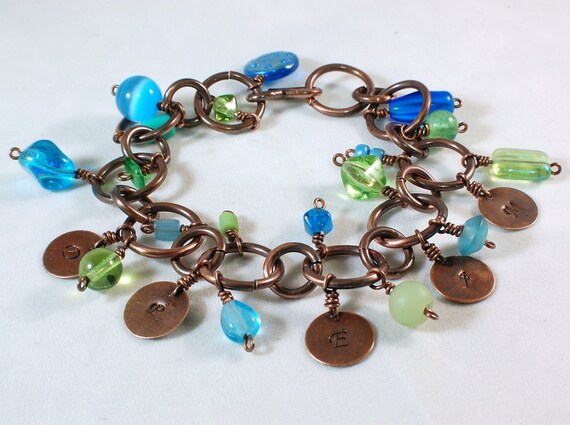 Copper Charm Bracelet, Copper Bracelet, Inspiration Bracelet, Word Dream Bracelet