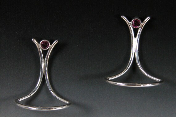 Sterling Silver Earrings with 3mm. Rhodonite Garnets Sterling Posts. ePA1
