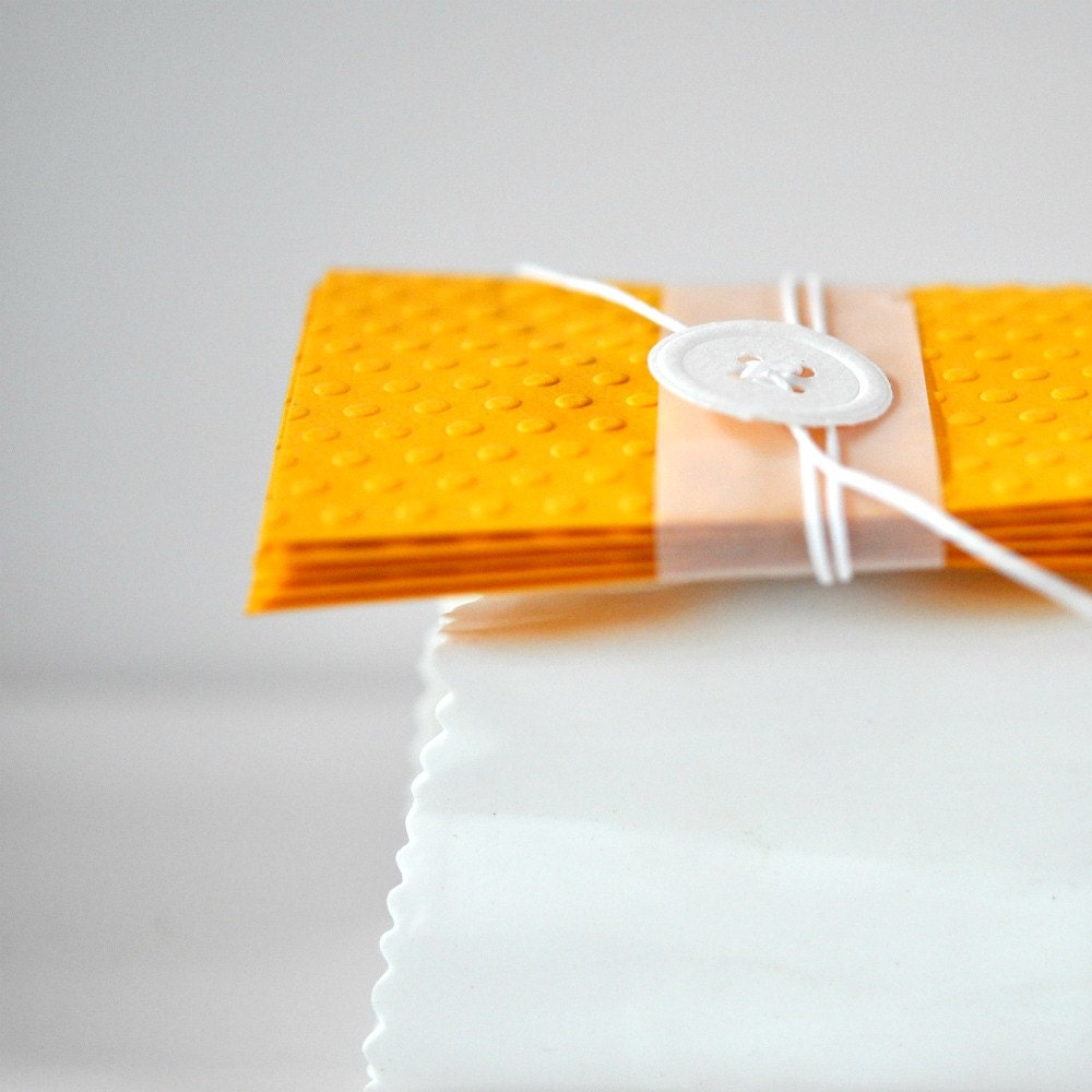 Note Set x 5 Orange Embossed Dots