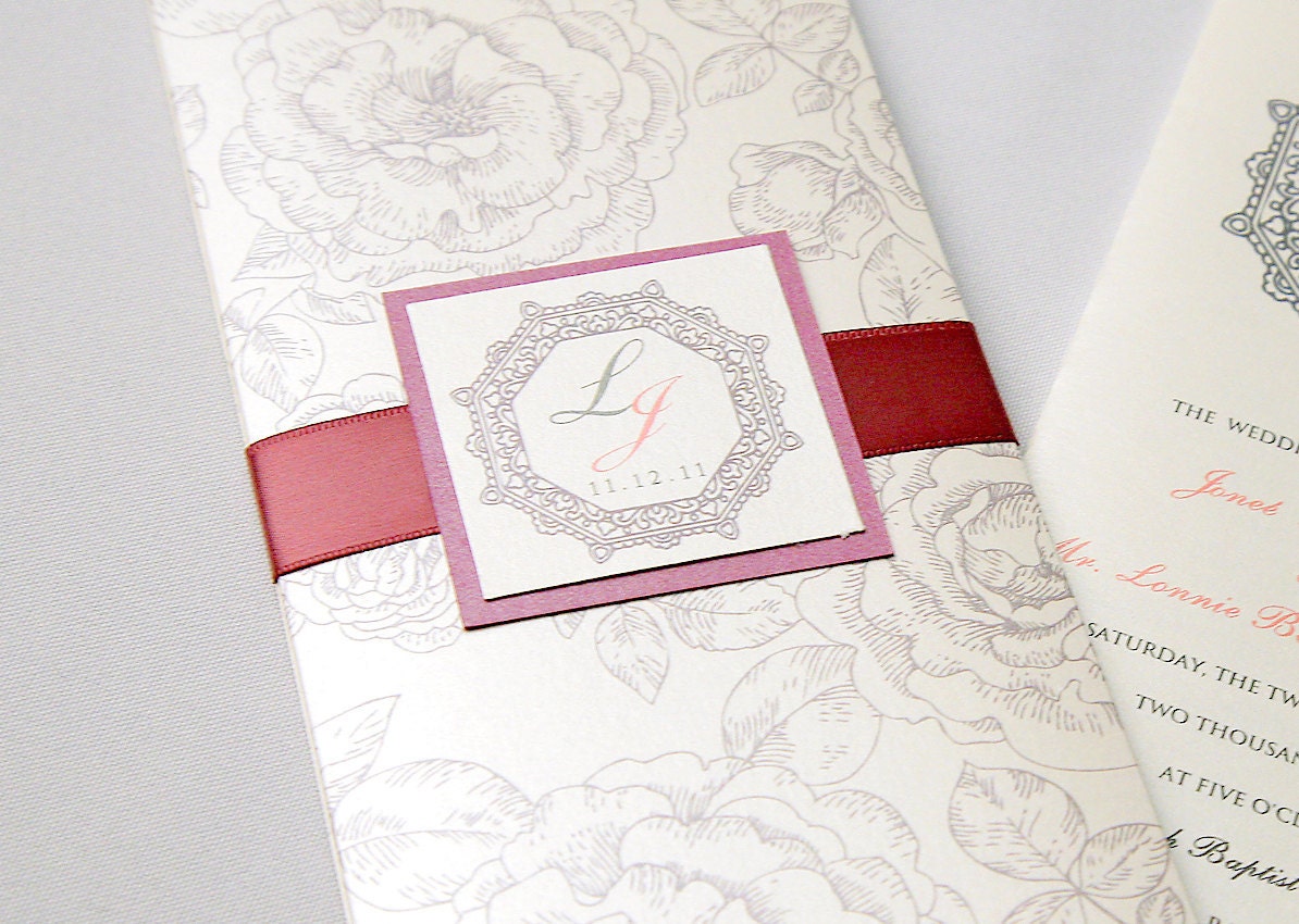 Elegant Pocket Sleeve Wedding Program TriFold From LittleMagicCards