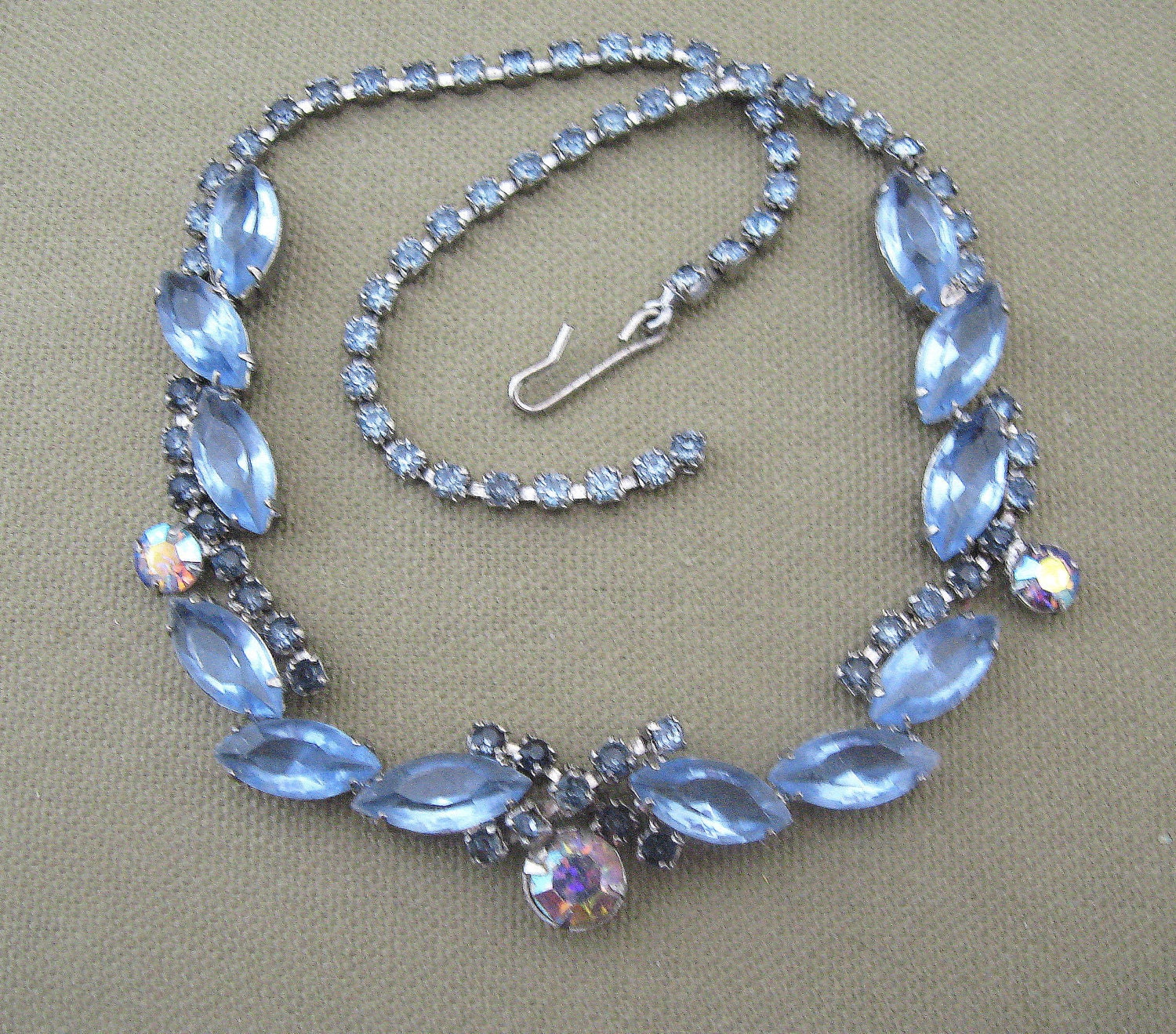 Juliana D & E Blue Rhinestone Vintage Necklace