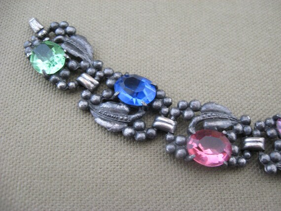 Vintage Multi Color Rhinestone Bracelet Hollycraft Style
