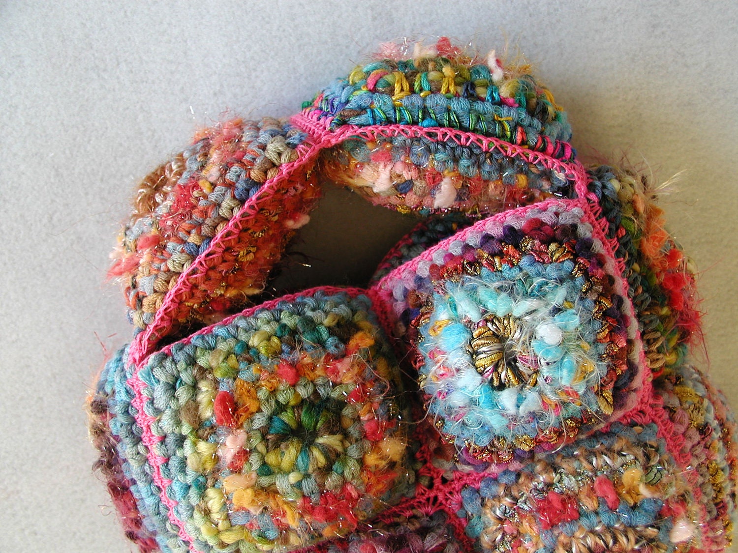 'Funny Chic' Mini Bag: mini handbag with soft plump handle, multicolor with a lot of blues and pinks