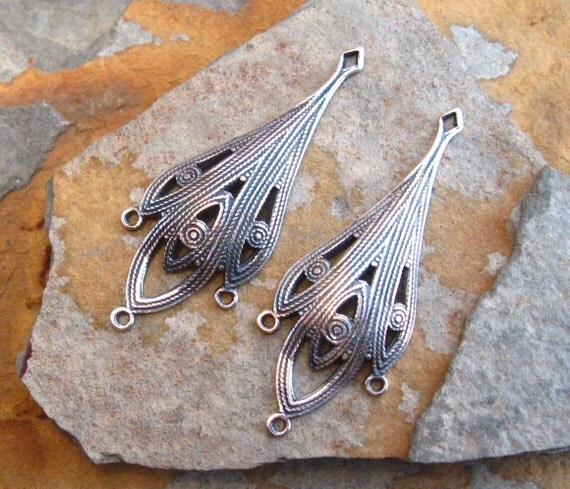 2 Antique Silver Abez Drop Connectors - Chandeliers  -  Trinity Brass Co.