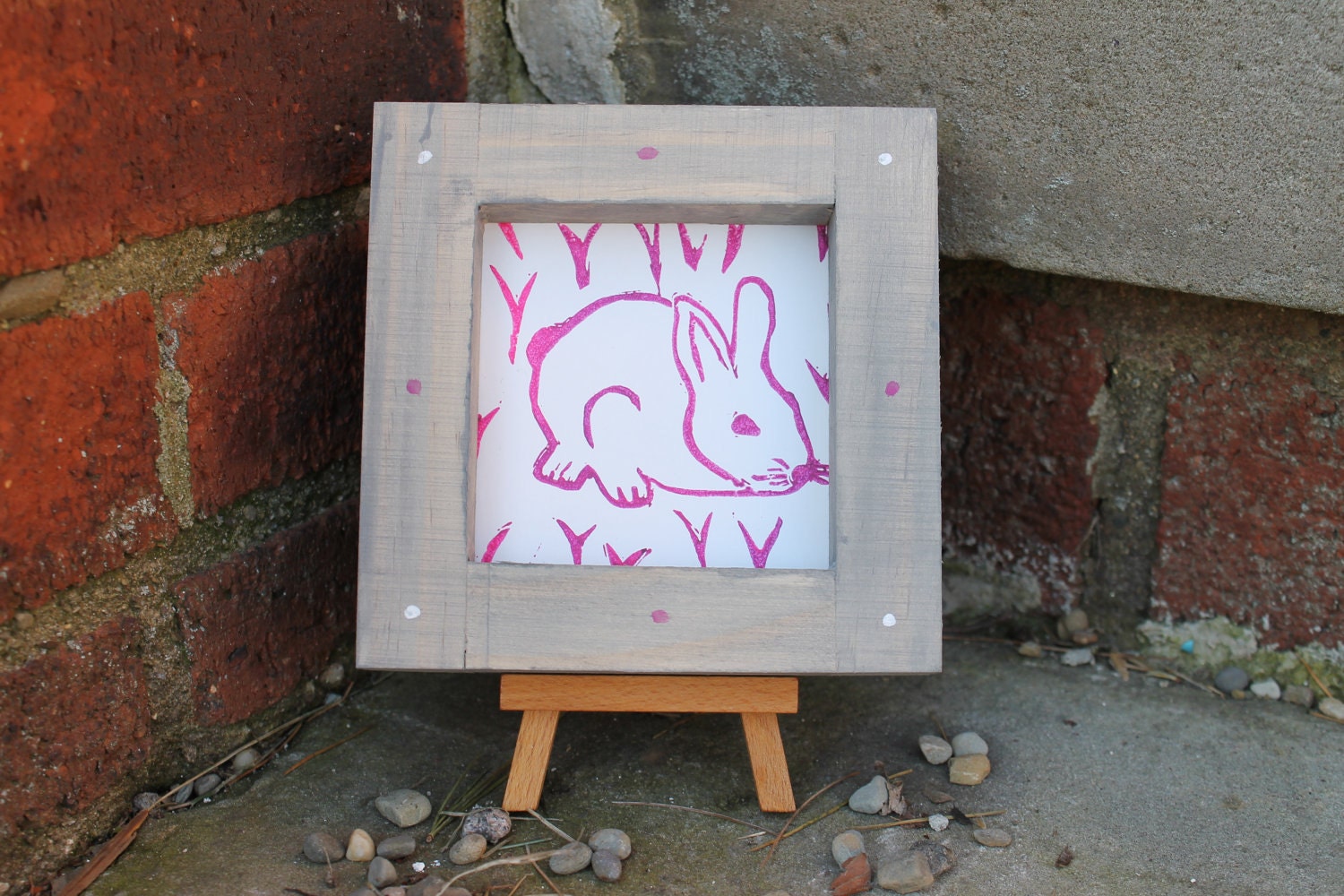 Linocut Print of a Bunny