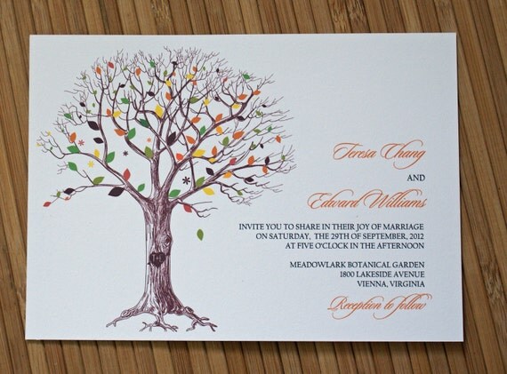 Rustic Tree Wedding Invitation with Carved Initials From TaylorsPaperie