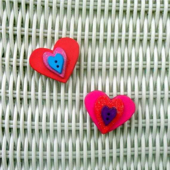 Heart Button Magnet Set Valentines Day