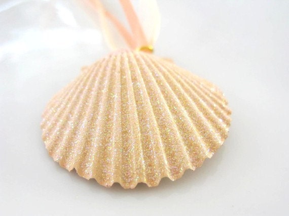 Seaglass and Shell Necklace beach pottery pearls peach