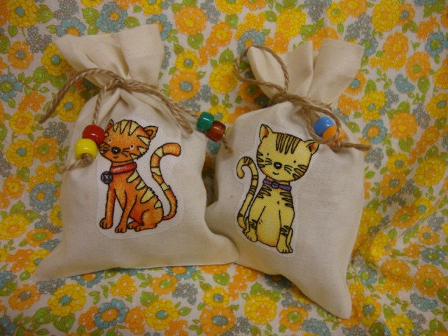Set of 6 Assorted Kitty Cat Birthday Party Favor Bags
