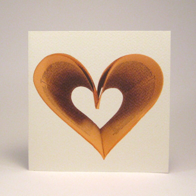 Happy Valentines Day handmade card - 'Paper Heart' square card - blank inside. Handmade in Ireland