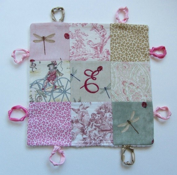 Baby Girl Blanket Lovey with Custom Hand Embroidery by Dolce Dreams