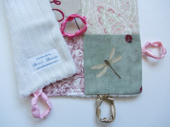 Baby Girl Blanket Lovey with Custom Hand Embroidery by Dolce Dreams